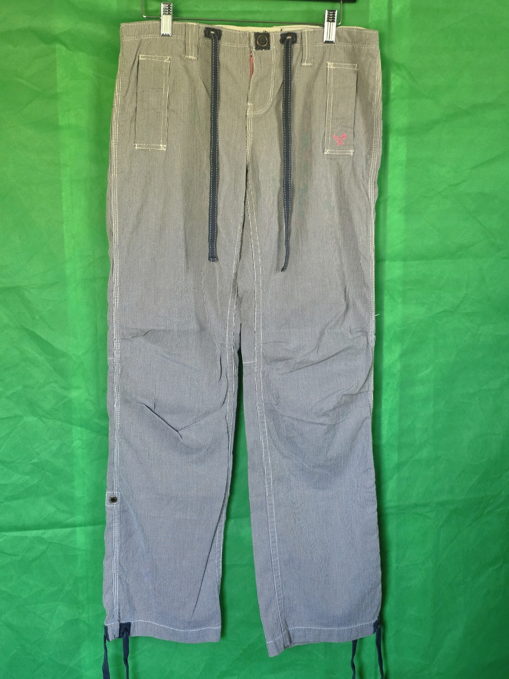 American Eagle Y2K Striped Cotton Pants w/ Drawstring Waist & Hem Size 4 Utility